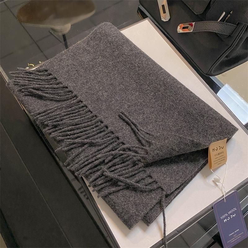 100 wool clip flower solid color scarf women's winter new unisex high-end versatile gift