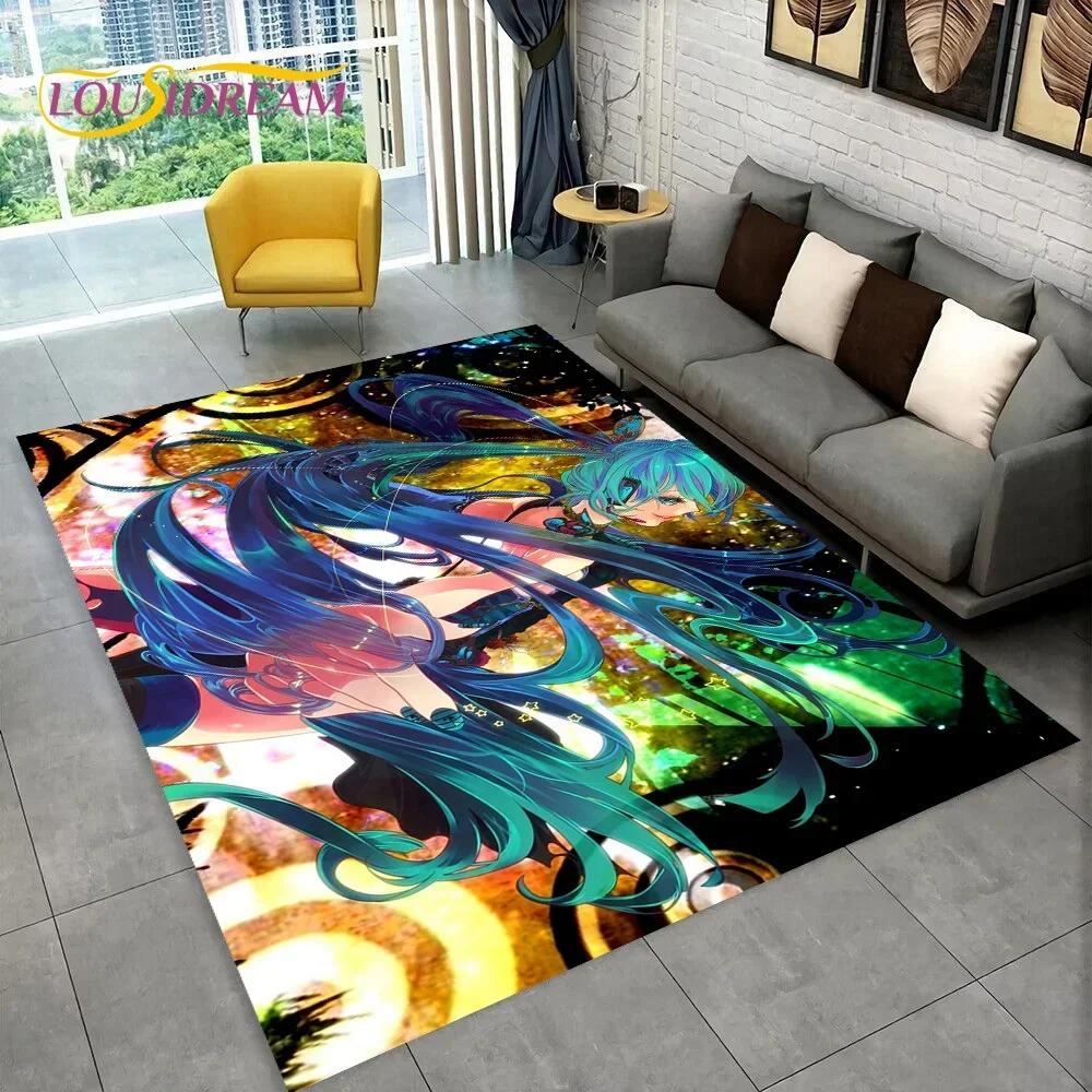 Japan Music Cartoon Characters Miku Carpet Rug for Home Living Room Bedroom Sofa Doormat Decor,kids Area Rug Non-slip Floor Mat