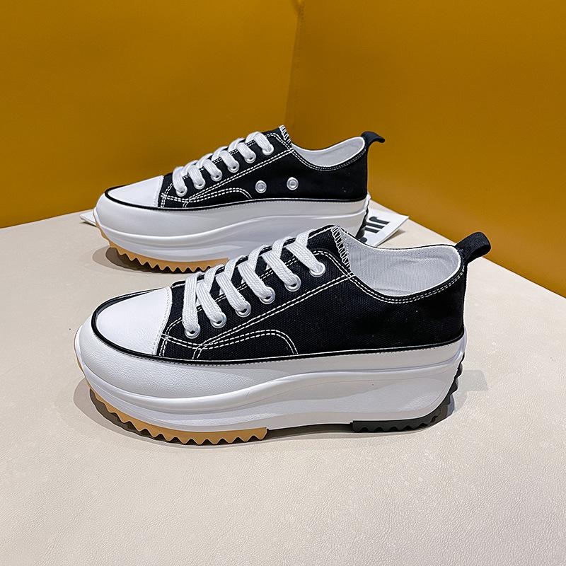 Thick-soled Heightening Canvas Shoes Women's New Casual Low-top Cloth Shoes Thin Breathable Niche Muffin Bottom