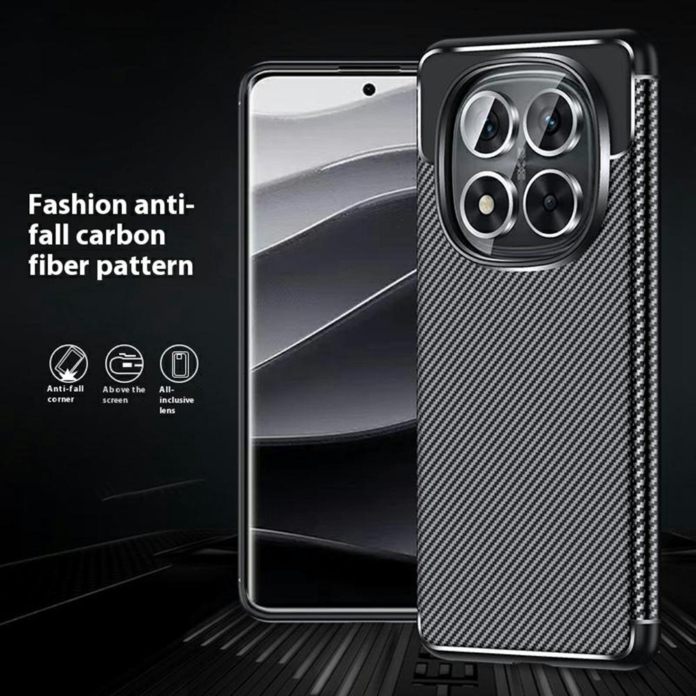 

For Xiaomi Redmi Note 14 Pro 5G/Poco X7 5G Case Carbon Fiber Texture TPU Phone Cover Heat Dissipation Style A