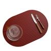 Oval Double-sided Woven Leather Placemat, Solid Color Simple Double-sided Western Dining Mat, European Thermal Insulation Dining Table Mat