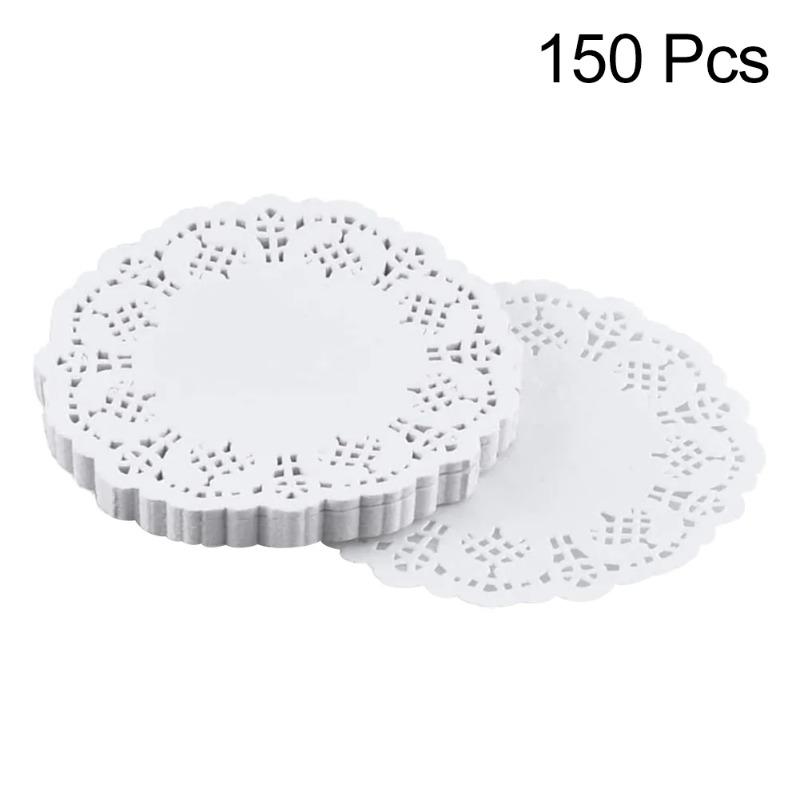 3.5inch Round Mat Paper Doily Lace Brim Biscuit Cupcake Pad for Fried Food Dessert Cookies Party Wedding Table Decor