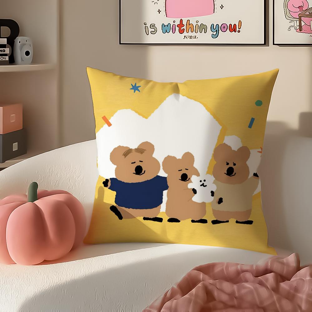 Cute Chubby Korean Cartoon DDinotaeng Cushion Cover Pillowcase Short Plush Invisible zipper Room Sofa Cushion Cover