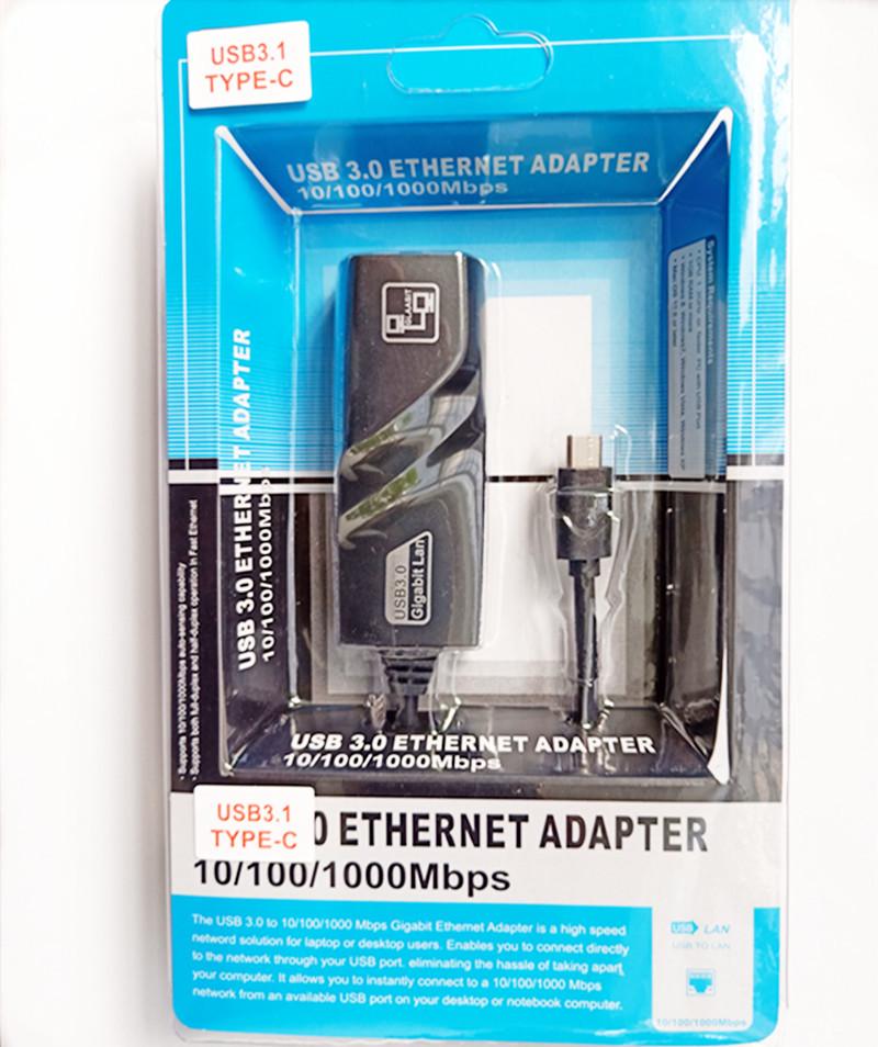 USB 3.0 Type-C to RJ45 Gigabit Ethernet Adapter with Cable & LED - Driver-Free High-Speed Network Converter