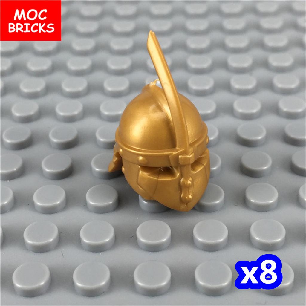 MOC Bausteine Mittelalter Ritter Rom Waffe Goldenes Schwert Schild Speer Hellebarde Helm Actionfigur Pädagogischer Baustein Geschenke