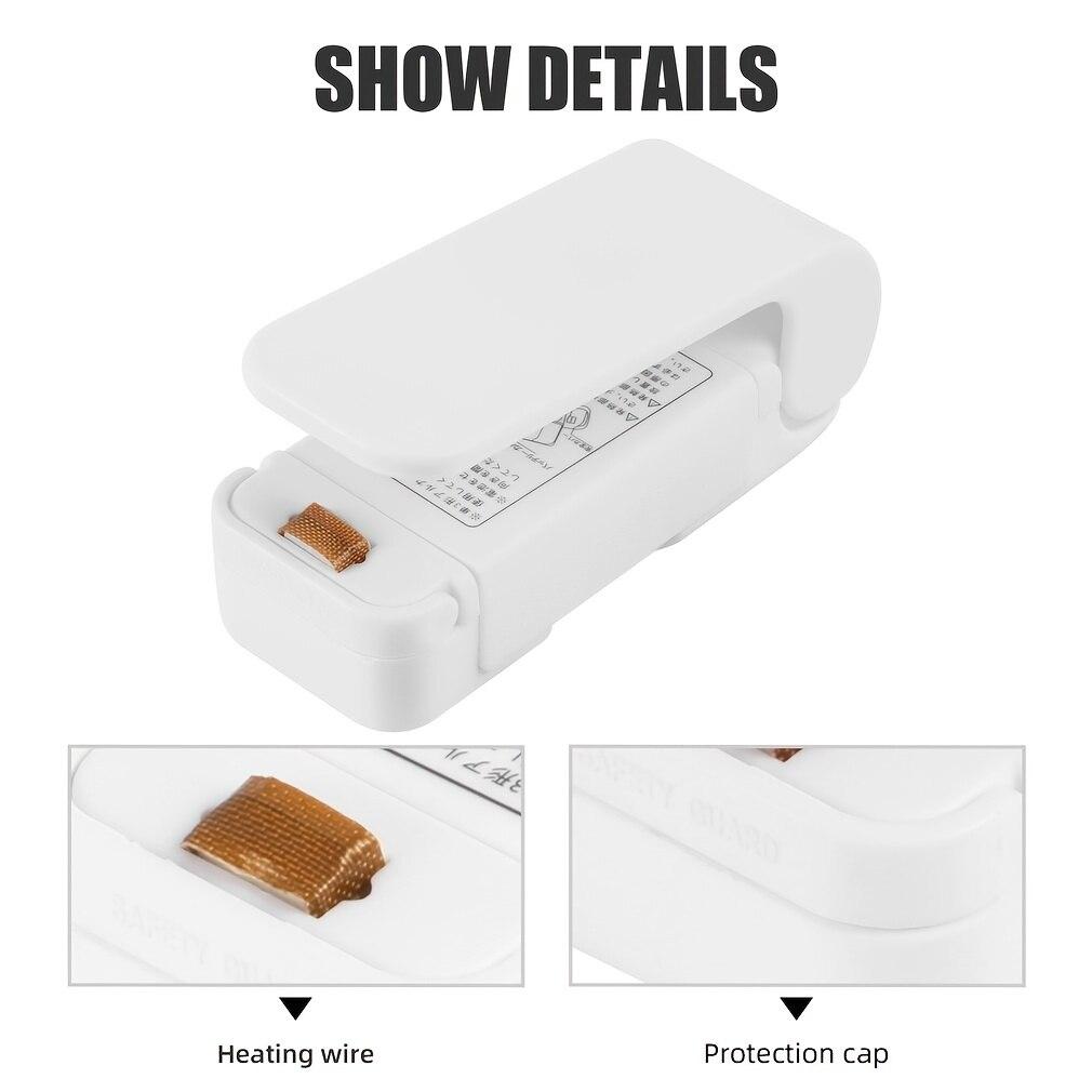 1ks Přenosná taška Tepelná svářečka Plastový obal Úložná taška Bílá Mini Domácí těsnící klip Jídlo Svačina Ovoce Gadgety pro uchovávání čerstvosti