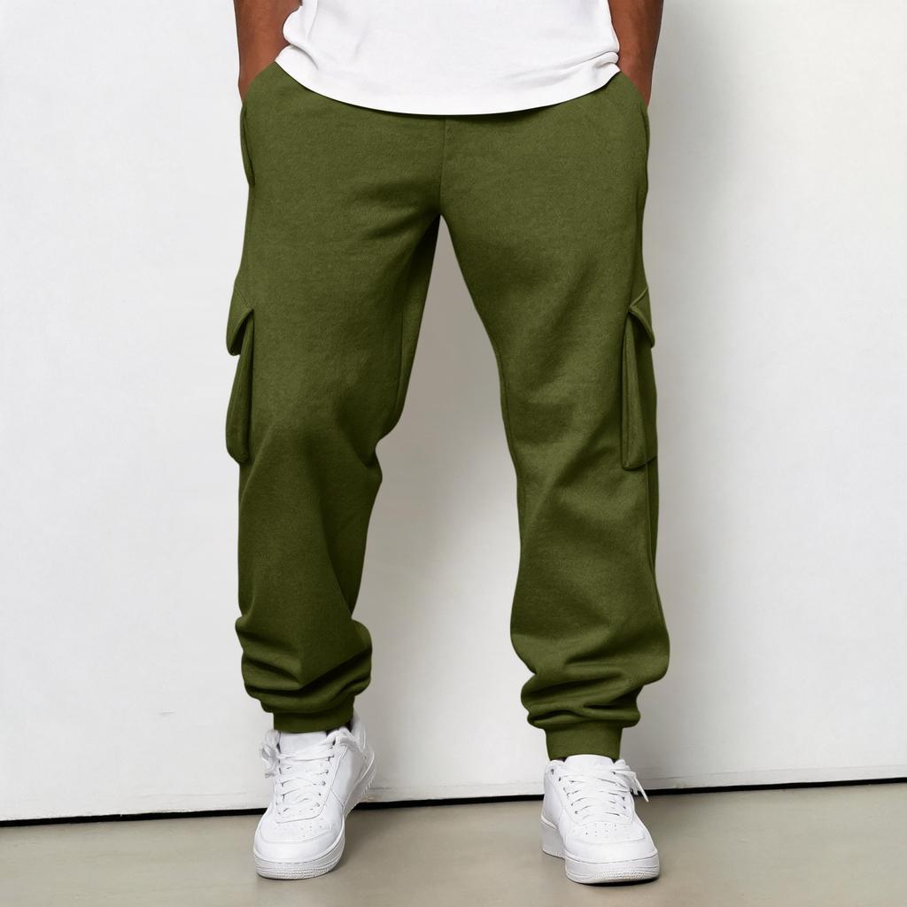 Men's Cargo Joggers with Elastic Waistband and Drawstring, Tapered Leg Casual Pants