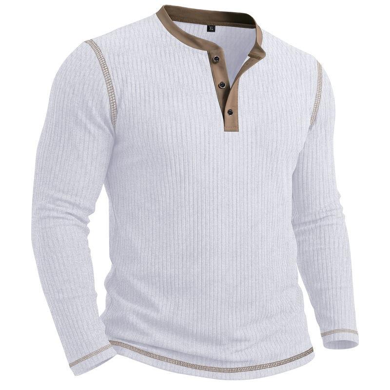 Mens Long Sleeve Henley Shirt Casual Autumn Winter Top