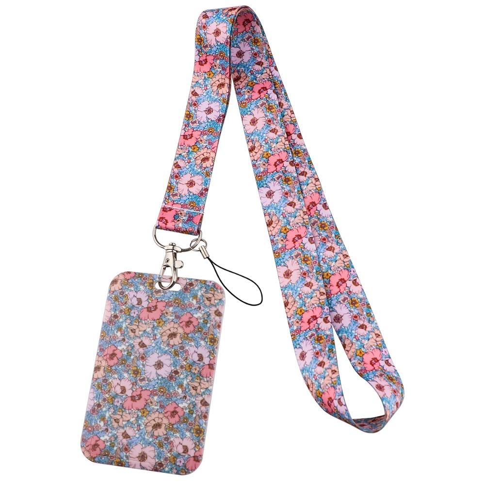 

New With Lanyard ID Card Holder Strap Flower Credit Card Holders Teacher Nurse Badge Holder