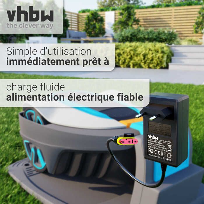 vhbw bloc d'alimentation compatible avec flymo easilife 500 (2020), 800 (2020), go 200, 200 (2020), 350 (2020) tondeuse robot - 10,1