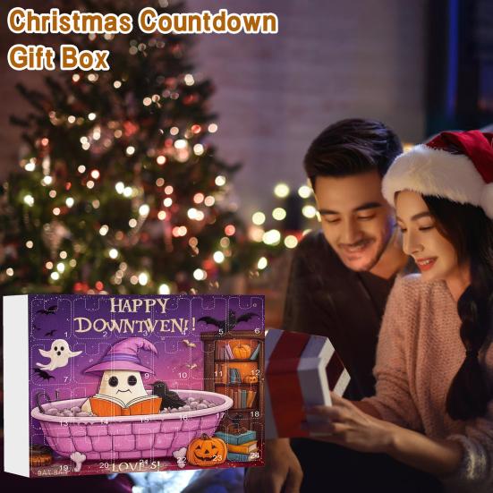 Yousheng Halloween Advent Calendar for Girls 24 Days Countdown Calendar with 24 Pcs Ghost Reading Book Earrings for Halloween Party Supplies