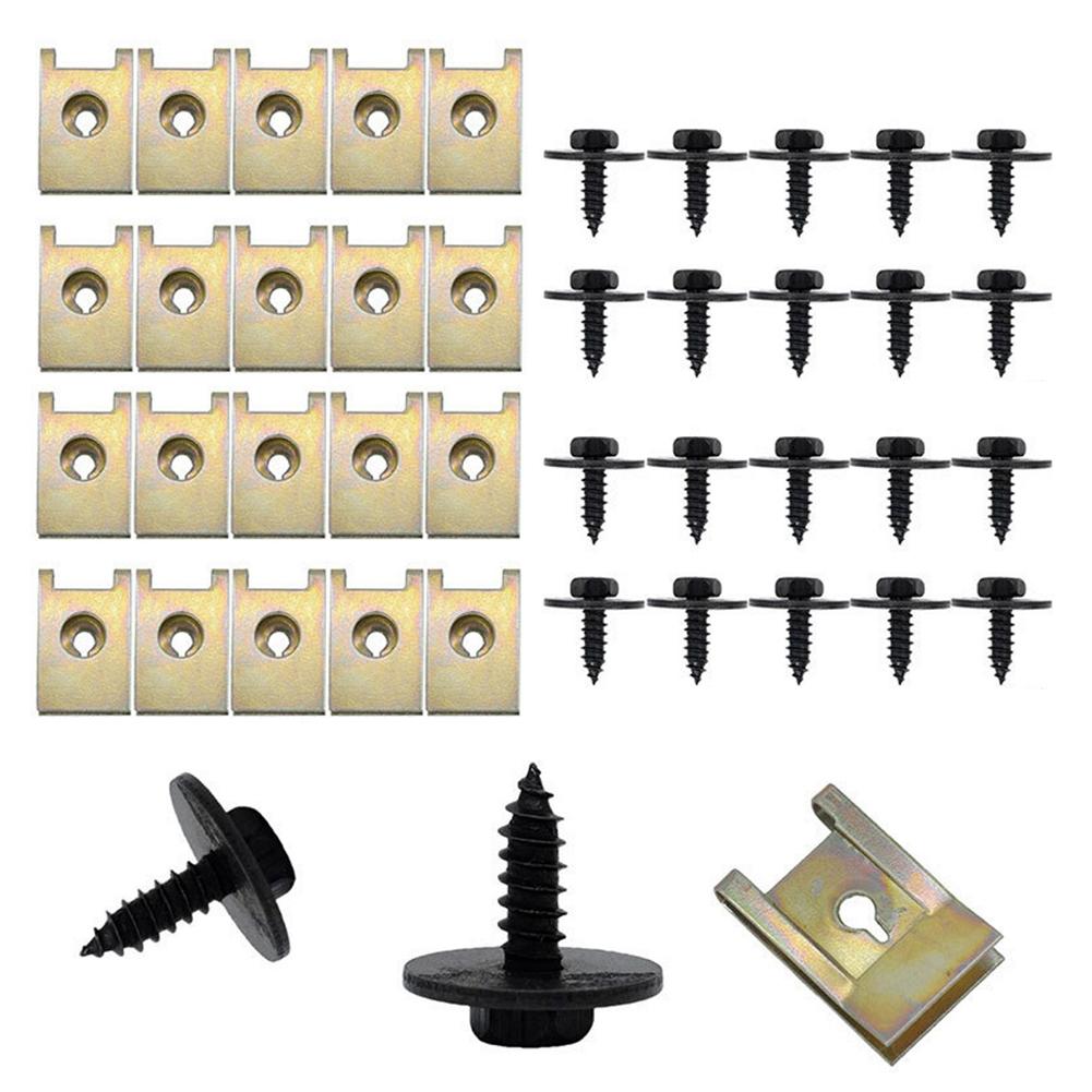 40 buc șuruburi cu cap în cruce pentru bara de protecție pentru mașină, șasiu, protecție motor, piuliță/șurub, șaibe în formă de U Clip pentru BMW E46 E92 E90 F10