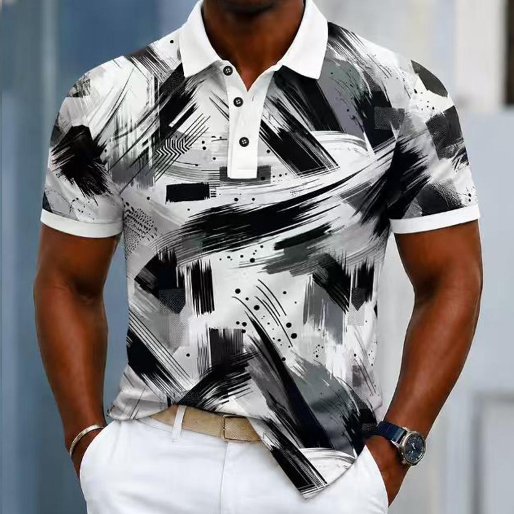 Men Clothes Summer Fashion 3D Digital Print Casual Polo Shirt Men Slim Fit Short Sleeve Golf Tops Polo Shirt