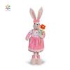 Large Easter Rabbit Ornament with Carrot and Flowers – Pink, Light Green, Brown Hanging Decoration
