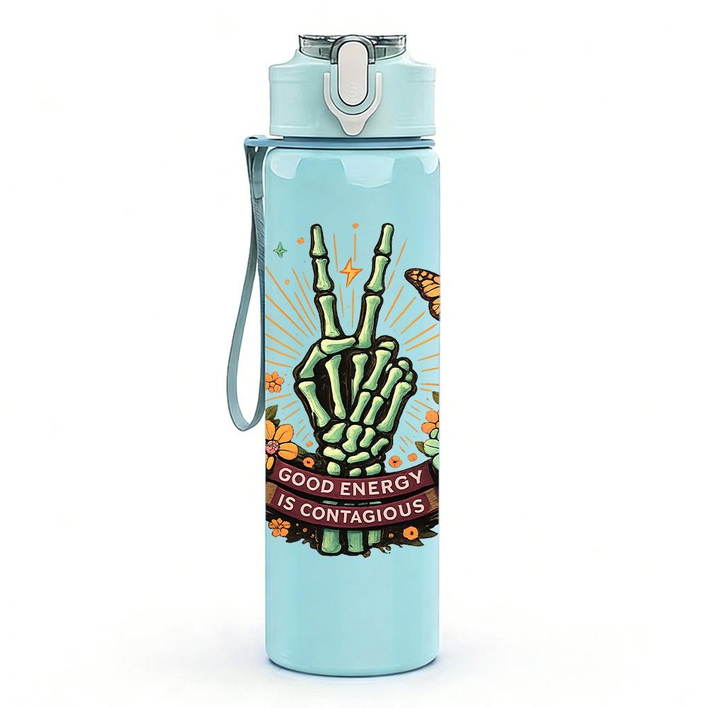 1PC Desert Cactus Pot Plant Art Print 750ml Color Plastic Sports Water Bottle Leakproof Flip Straw Lid Suitable for Sports Office Home Use