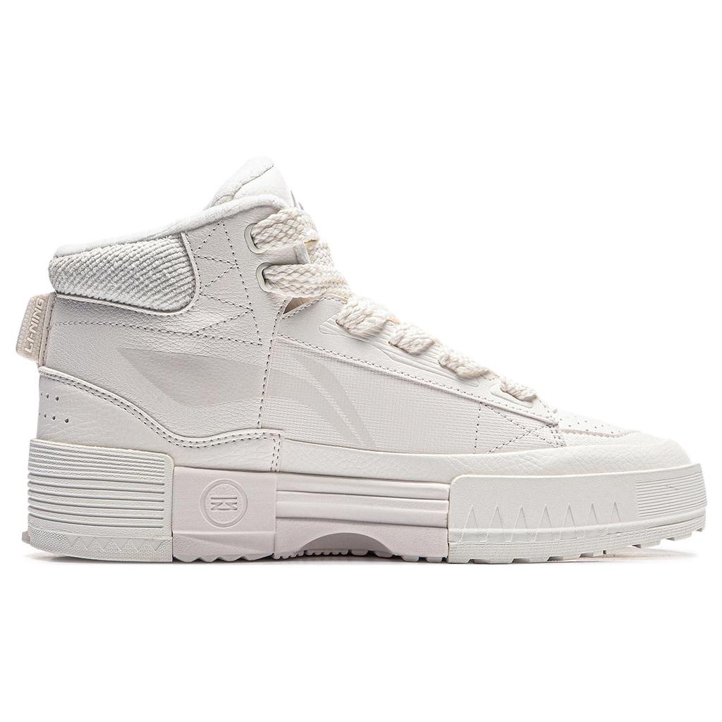 New LiNing Mileage Anti Slip Wear Resistant Mid Top Skateboard Shoes Women's White AGCT284-2