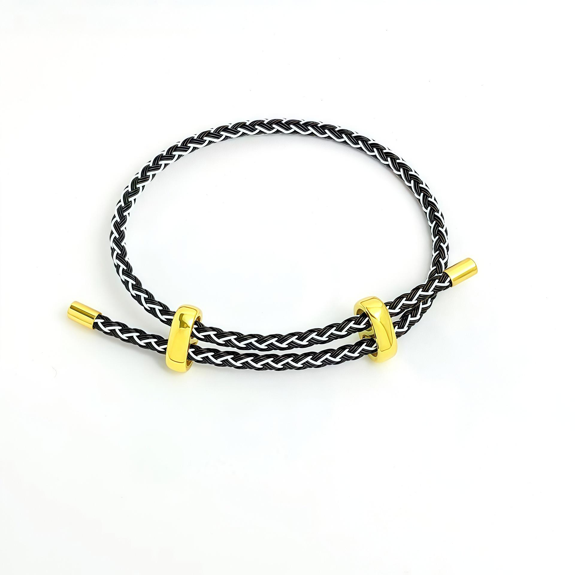 

DIY Adjustable Beaded Steel Wire Bracelet with 8-Figure Buckle