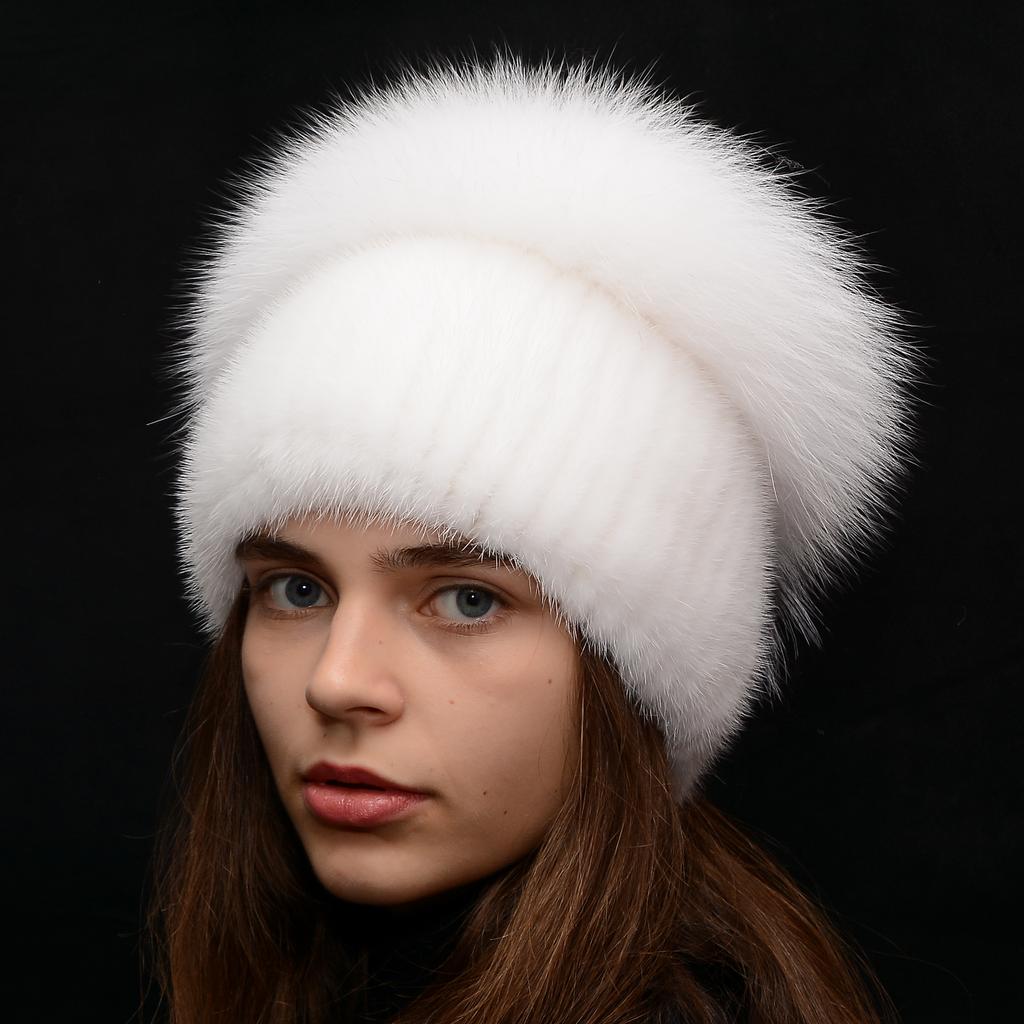 Cappello lavorato a maglia invernale, cappello di pelliccia di visone,  cappello di pelliccia, cappello di visone, cappello Bubo, berretto lavorato  a maglia fatto a mano da donna acquista in modo economico — spedizione