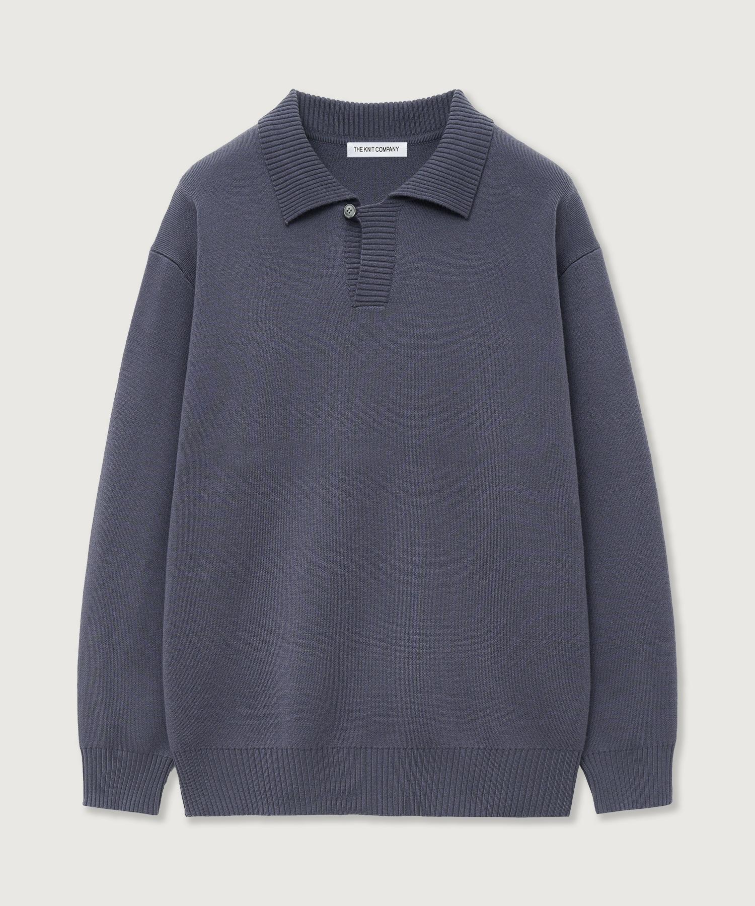 The Knit Company Wool Blend Bold Collar Knit 5 Colors Navy/S