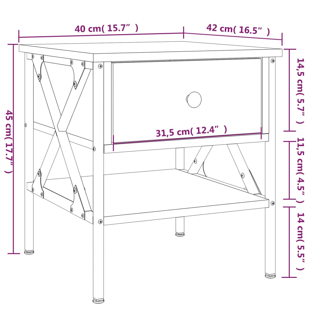 Nightstand Black 40x42x45 Cm Particleboard