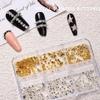 6 Grids Punk Style Flat-Back Metal Nail Art Rivet Pyramid-Shaped Charms Studs Accessories For Manicure Nails Decoration Supplies