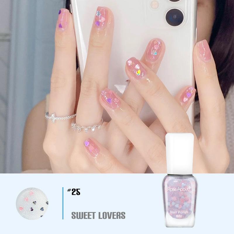 

40 цветов, лак для ногтей без запекания на водной основе, блестящие блестки, долговечный, разрываемый, здоровый, отрываемый, быстросохнущий, телесный лак для ногтей