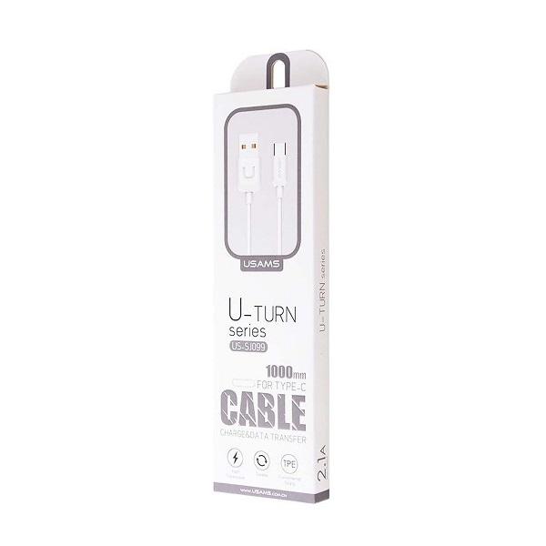 USAMS U-Turn USB-C Cable 1mwhite/white 2A TCUSBXD02 (US-SJ099)