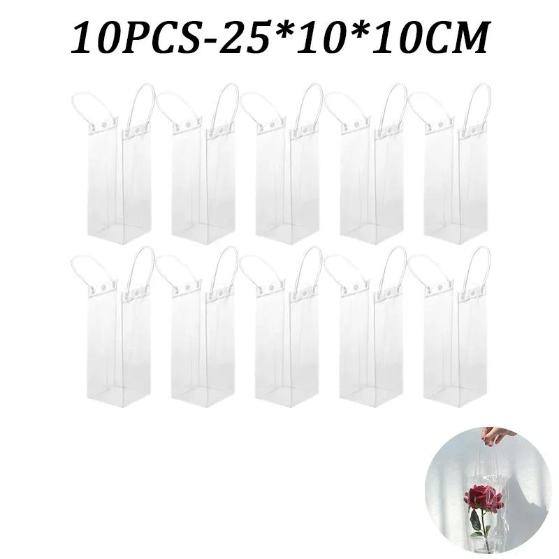 5-100 Stück Klare Plastikgeschenktüten mit Henkel Transparente Geschenktüte Wiederverwendbare Tragetasche PVC Goodie Bags für Hochzeitsfeierzubehör