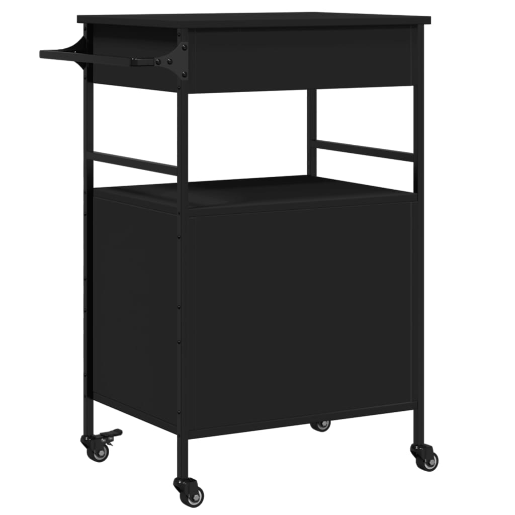 Kitchen Trolley in Black 56x43x89.5 cm Engineered Wood