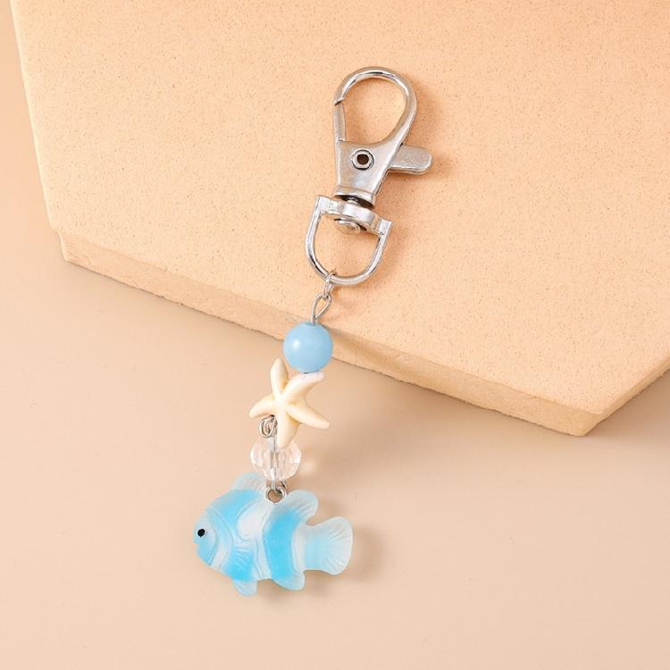 Vibrant Sea Creature Key Holder Creative Starfish Clownfish Design Resin Alloy Keyring For Everyday Use