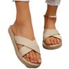New woven imitation hemp rope cross slippers summer women's versatile flat-bottomed beach cool slippers
