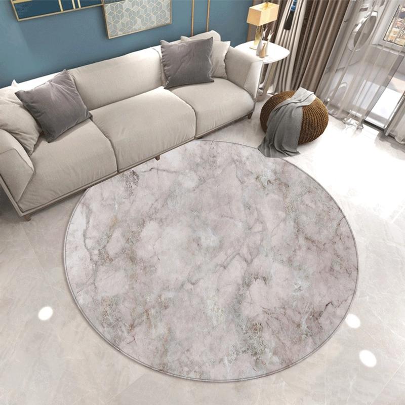 Marble Patterned Circular Carpet Bedroom Mat Dressing Room Living Room Rug Sofa Anti Slip Pad Home Decoration