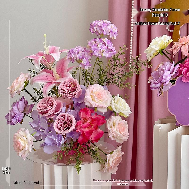 Romantic Wedding Aisle & Table Flower Arrangement: Floral Art Bouquet and Ornaments