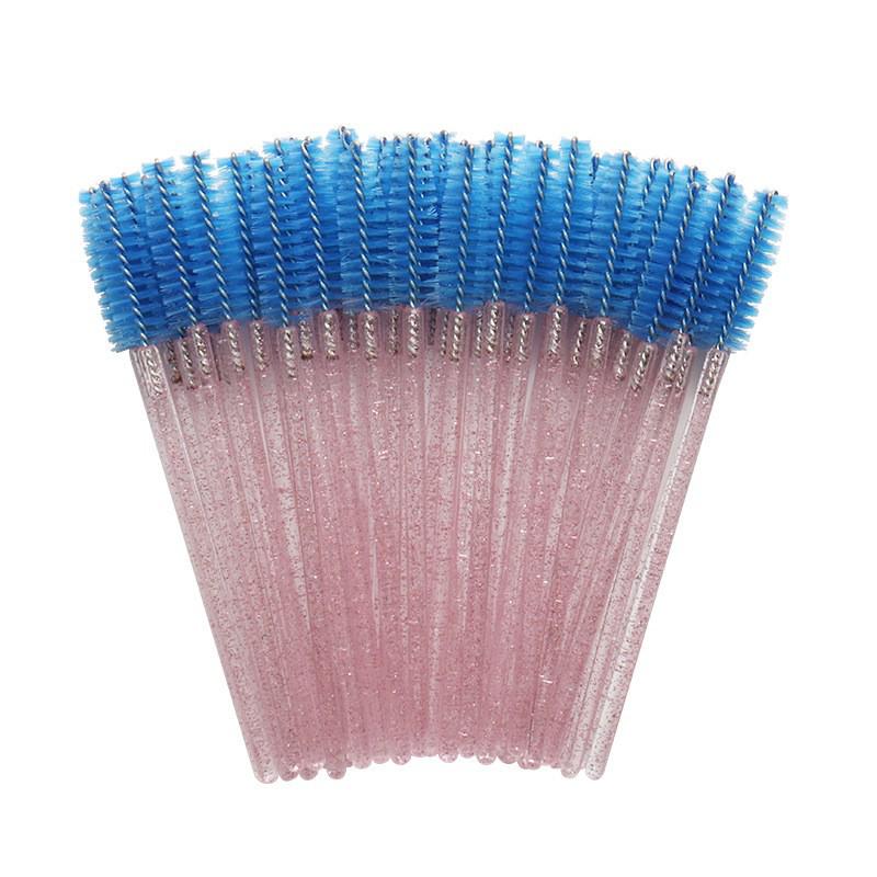 Crystal Handle Disposable Eyelash and Eyebrow Brush - 50 Pack Spiral Comb for Extensions