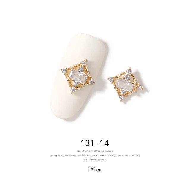 2pieces 3D Metal Zircon Nail Art Jewelry Japanese Nail Decorations Top Quality Zircon Crystal Manicure Zircon Diamond Charms
