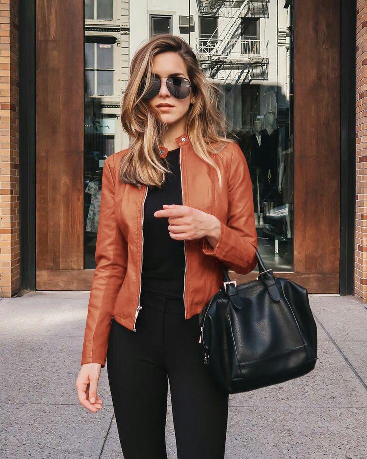 Autumn & Winter Women's Fashion PU Leather Jacket 6036