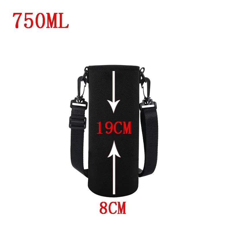 Přenosná láhev na vodu Izolovaný neoprenový držák Pouzdro Taška 750ML/1000ML/1500ML Cestovní termoska Obal na hrnek s nastavitelným popruhem