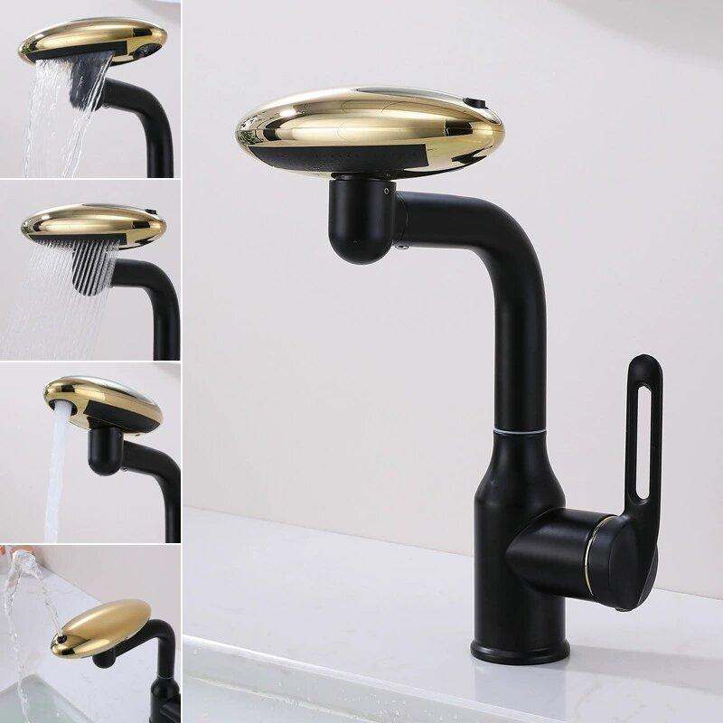 4 Modes Gray Kitchen Faucet Waterfall Stream Sprayer Head Sink Mixer Water Tap Accessories Chrome Hot and Cold Kitchen Faucet