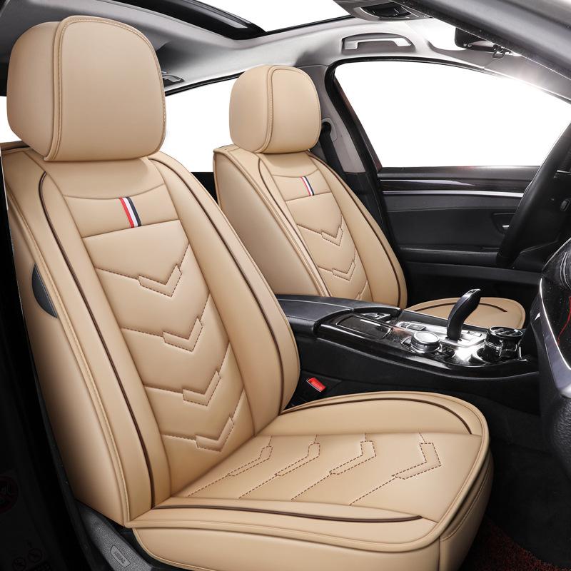 Leder Autositzbezug, Der Vollständig Umhüllende Autositzschoner mit Kopfstütze Lendenkissen Universelle Passform