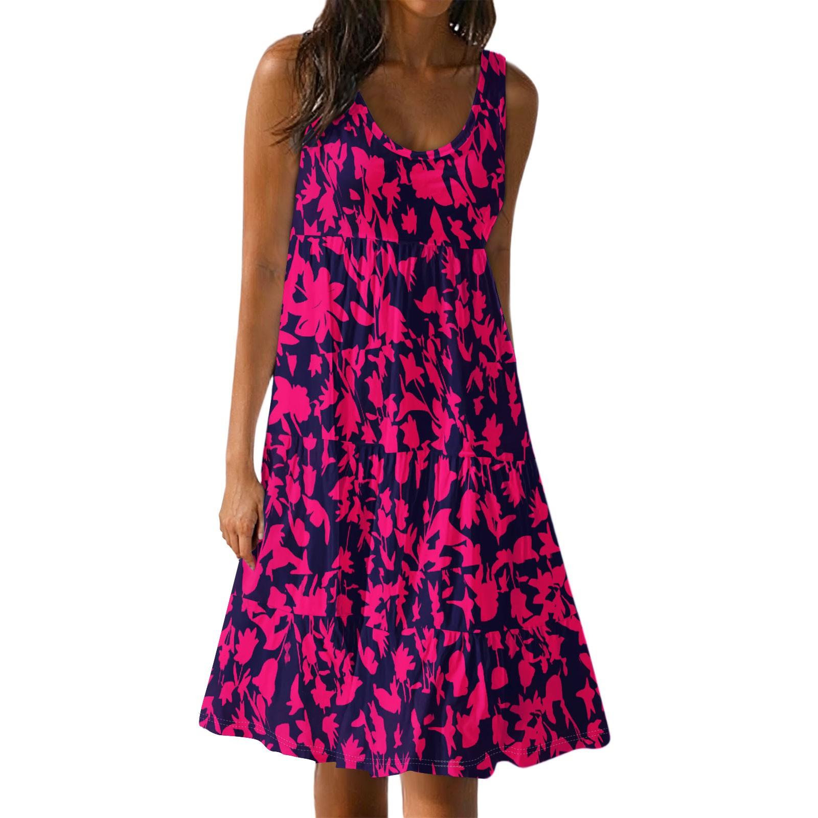 

Женские повседневные летние платья без рукавов, весеннее лоскутное бохо-цветочное коктейльное вечернее платье XL