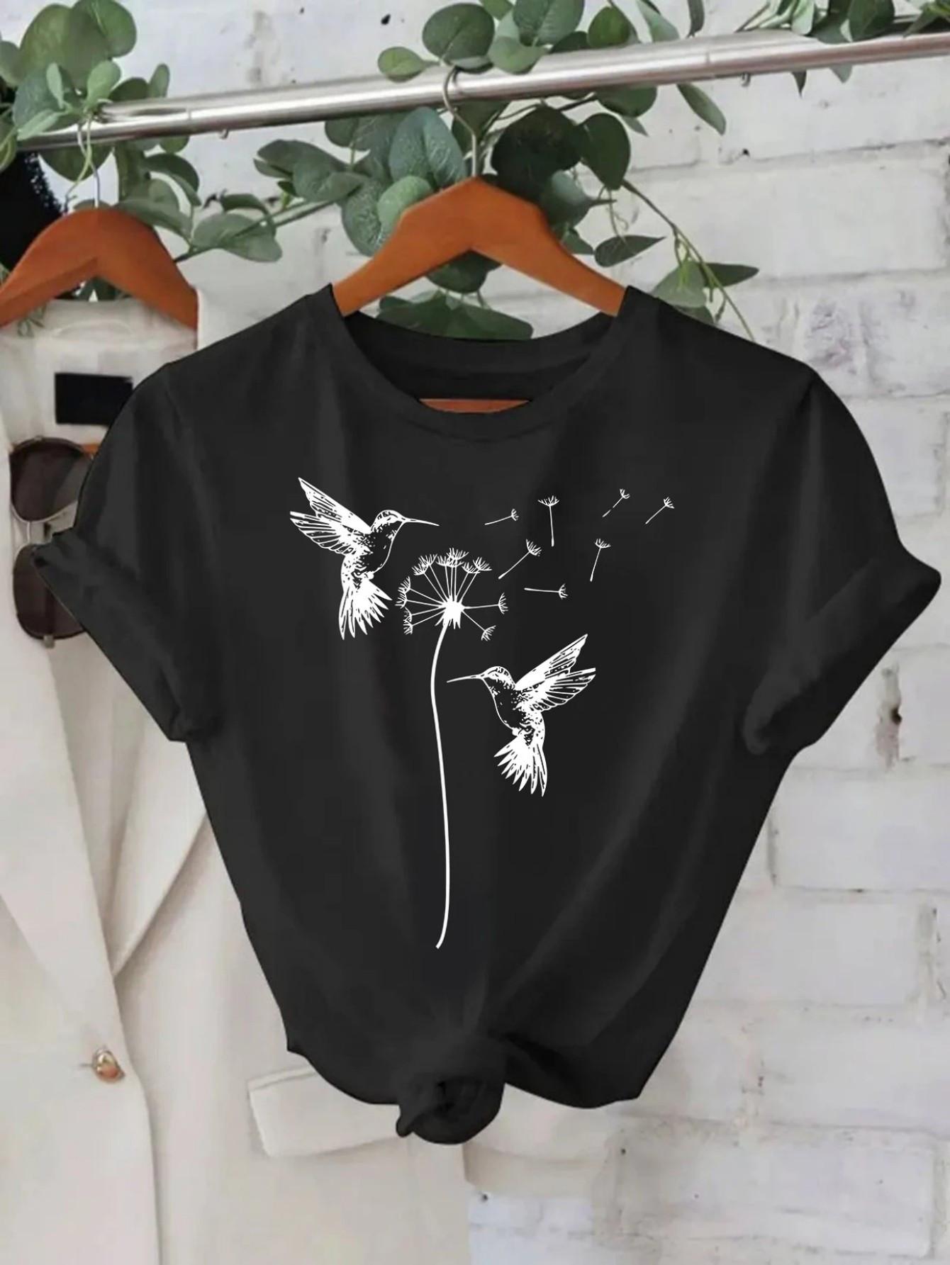 

Fashionable Letter Cartoon Print Women S Round Neck T-Shirt Simple Design Suitable for Daily Leisure and Versatile harajuku 4XL