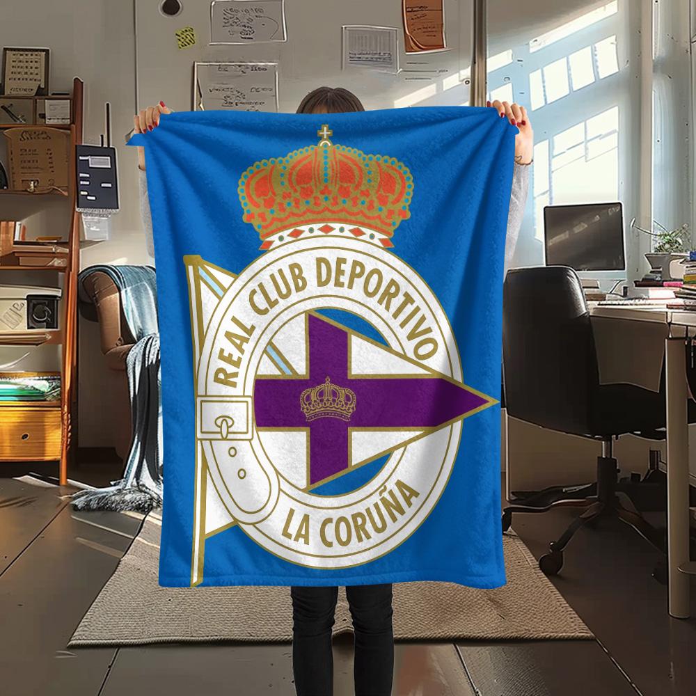 Deportivo de La Coruña Flanelldecke mit Aufdruck, Hohe Qualität, Bequem für alle Jahreszeiten, Heimdekoration, Wärme und Komfort