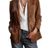 Women S Retro Suede Single Breasted Long Sleeve Jacket
