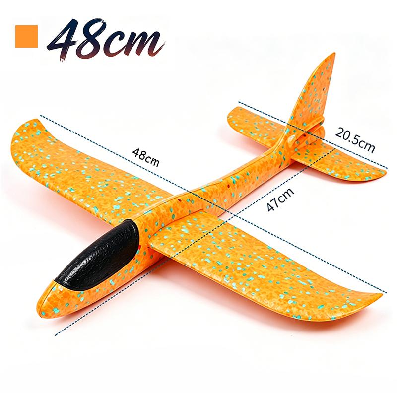Foam Glider Airplane Toy 38/48cm Hand Launch Throwing Plane with 2 Flight Modes EPP Foam Stunt Plane for Kid Outdoor Sports Game