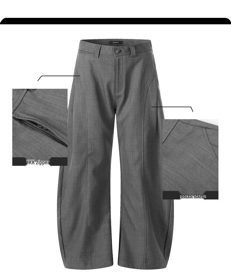 Yongfang Unisex Curved Blade Suit Pants, Loose Pleated Drape, Casual Wide-Leg Banana Style