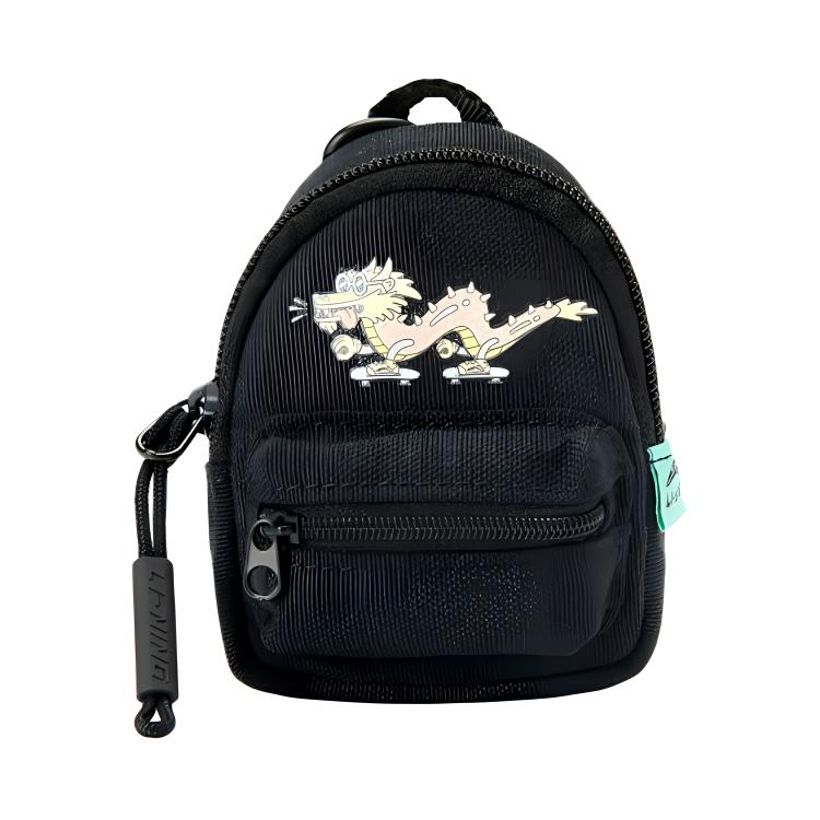 Li Ning X Steven Harrington Collaboration Zippered Fabric Headphone Bag Unisex Accessories Black ABJR046-1 Black