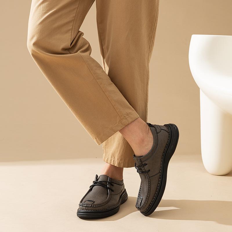 Men's Leather Shoes Lace Up Casual Sneakers Flats Walking Shoes