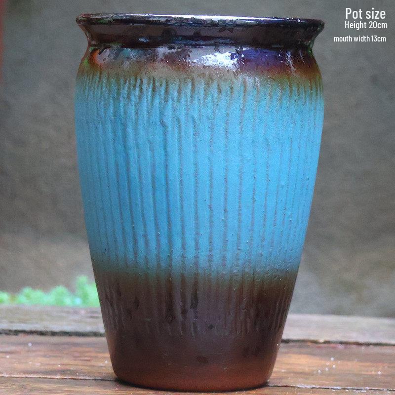 Handmade Coarse Ceramic Succulent Planter, Orchid Breathable Zisha Pot, Old Tree Design, Tall Rose Pot.