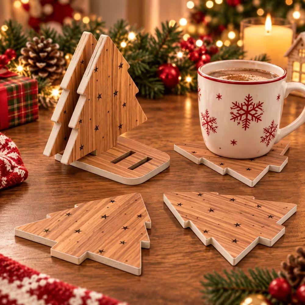 4pcs Non-Slip Coffee Tea Milk Cup Mat Natural Heat Insulated Pad Party Gifts