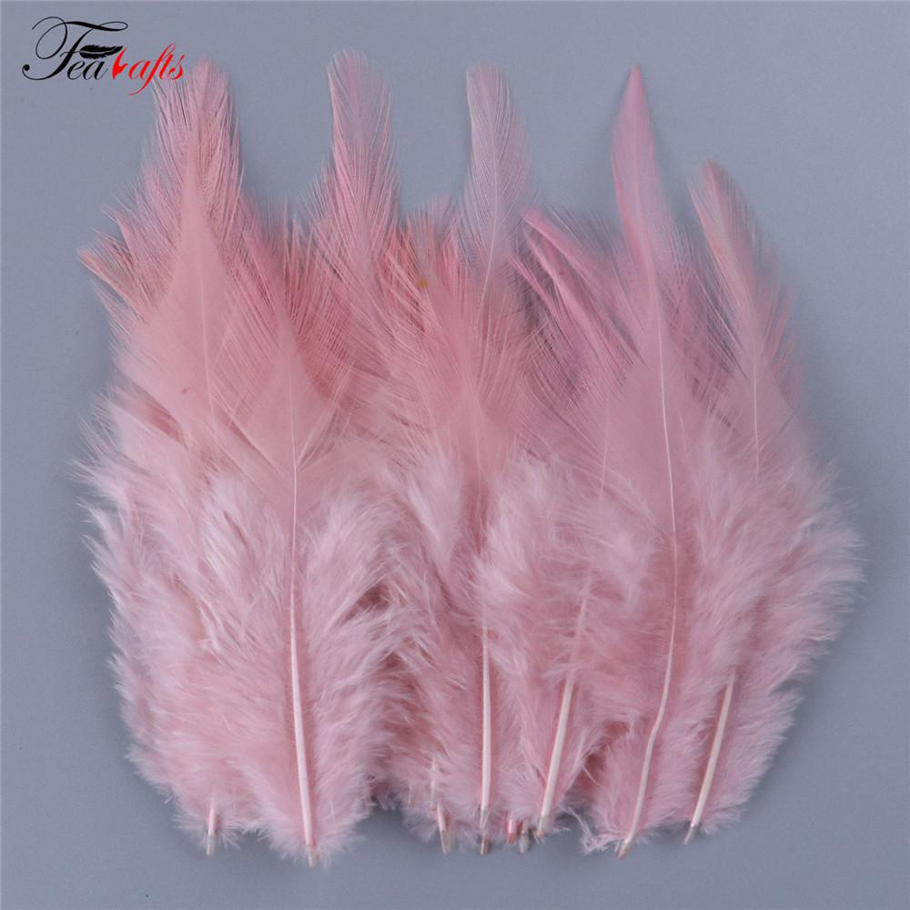 100pcs Rooster Feather Plume For Jewelry Making Pink Fly Tying Plumas Wedding Dress Decorative Dream Catcher Feathers DIY Crafts